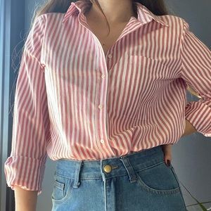 Pink Vertical Striped Button Down Shirt 38